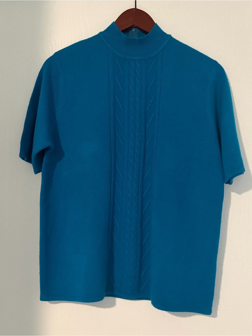Koret Teal Short Sleeve mock neck sweater size M